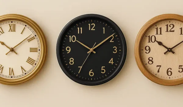 رنگ ساعت دیواری؛ چطور با دکور ست کنیم؟ (۱۴۰۴) | طلایی، مشکی، چوبی + جدول 1 رنگ ساعت دیواری