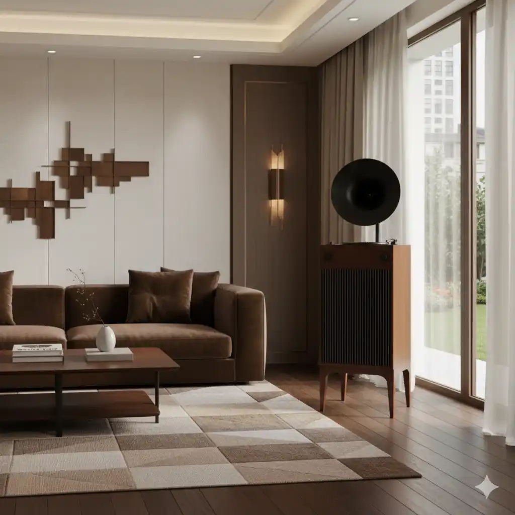 گرامافون والتر 300 4 کاره قهوهای شیپور مشکی 10 گرامافون والتر مدل 300 4کاره