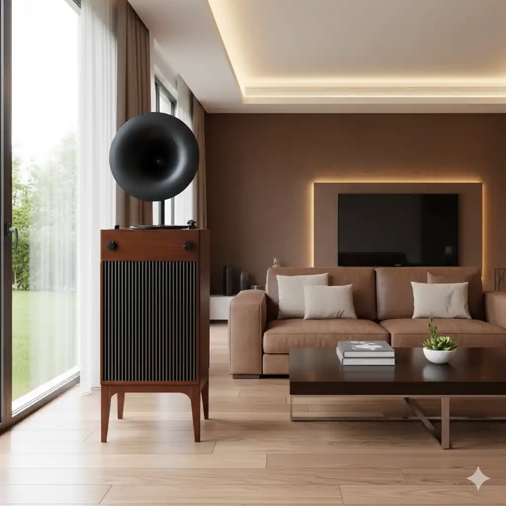 گرامافون والتر 300 4 کاره قهوهای شیپور مشکی 11 گرامافون والتر مدل 300 4کاره