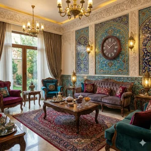 ساعت دیواری والتر مدل A6004BR در یک منزل ایرانی اصیل