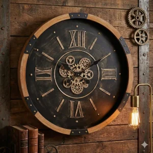 ساعت دیواری والتر مدل 6117 8 ساعت دیواری چوبی فلزی والتر 6117