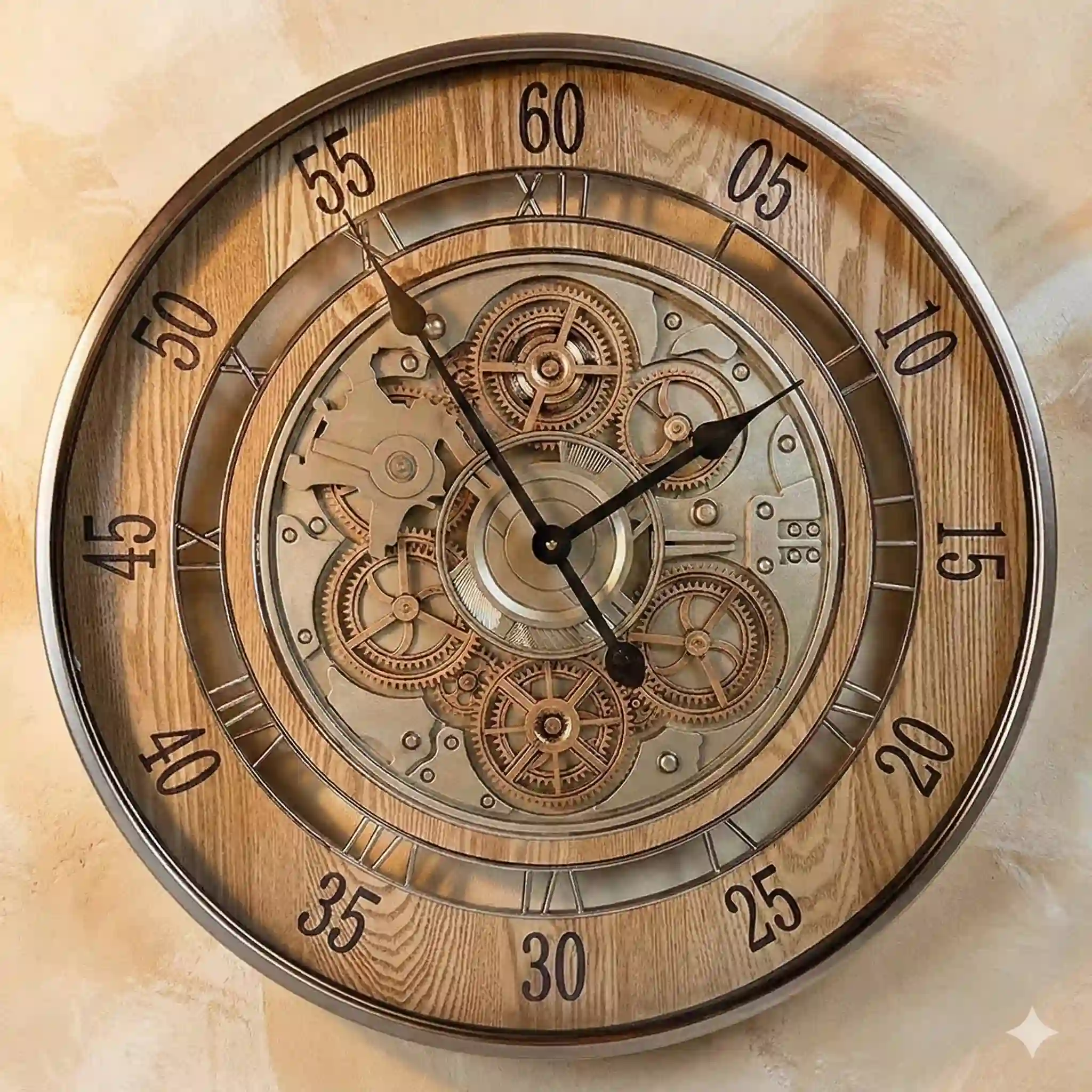 ساعت دیواری والتر مدل 6161 4 ساعت دیواری والتر مدل 6161 روی دیوار با کاغذ دیواری کرم