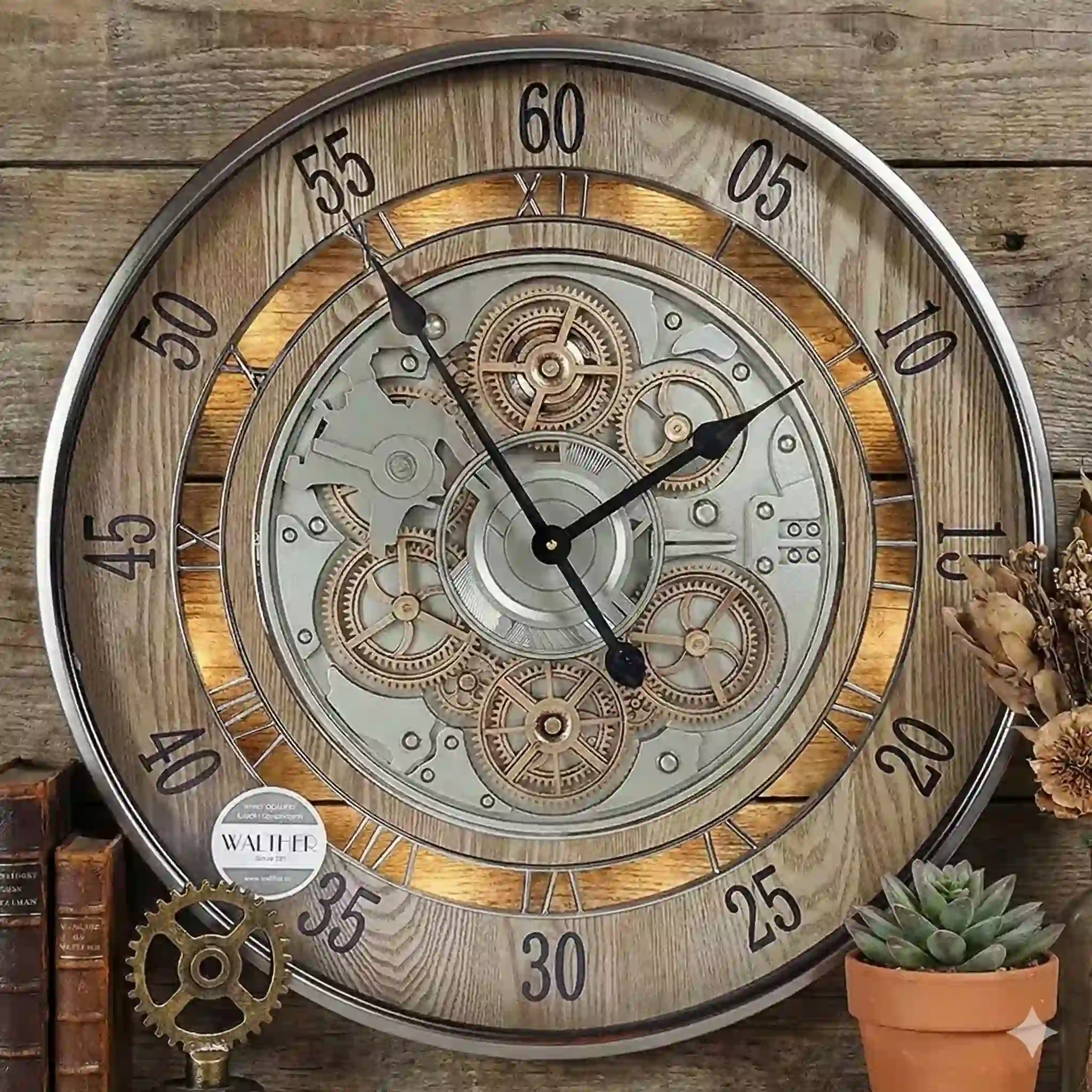 ساعت دیواری والتر مدل 6161 5 ساعت دیواری والتر مدل 6161 روی یک دیوار با نور پردازی